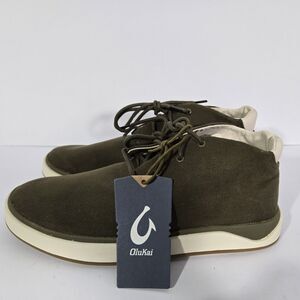 Olukai Papaku Canvas Casual Boots Mens Size 9.5 Olive Green Off White NEW